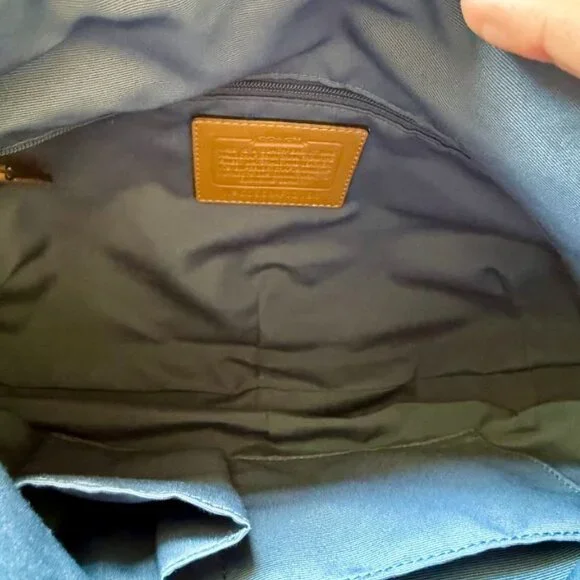 Coach Blue Denim Jumbo Signature Hobo Shoulder Bag F12190 - Picture 7 of 8